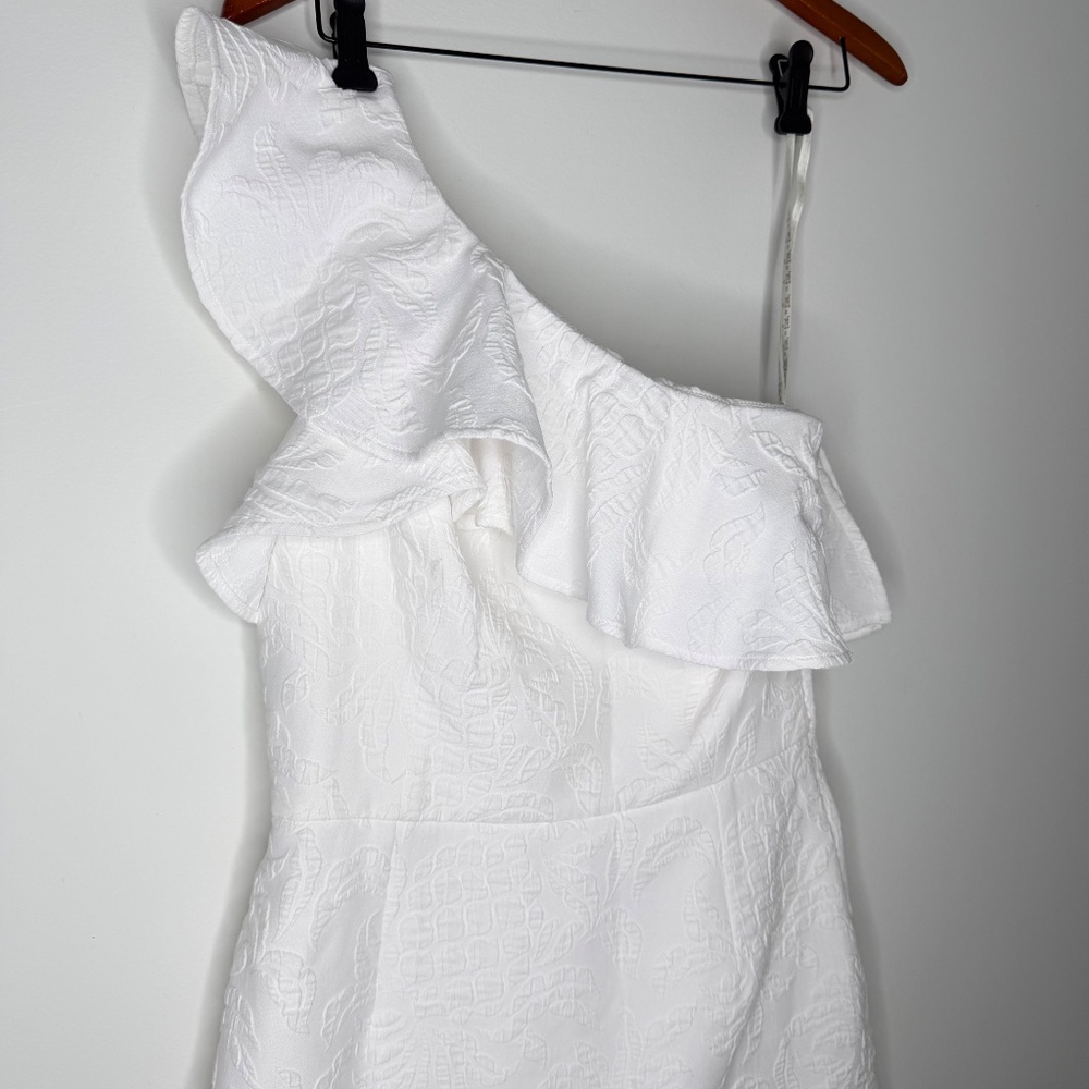 Lilly Pulitzer Pineapple Pucker Jacquard WHITE Kipton Romper One Shoulder 8 - Picture 5 of 9